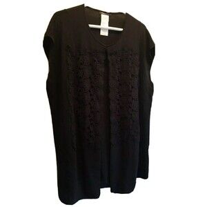 Maria Rinaldi Women's Vest Size Large Black Knitted Floral Sleeveless Layer